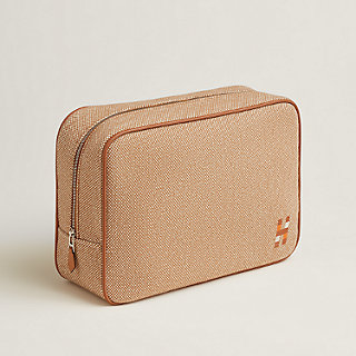 ポーチ 《シャピートルH・キャヴァリエ》刺繍入り GM - ベージュ